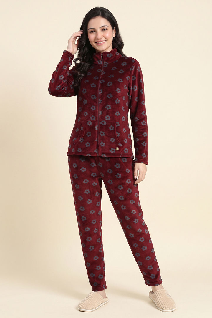 Zivame Minky Fur Knit Poly Winter Lifewear Set - Chocolate Truffle — image 2